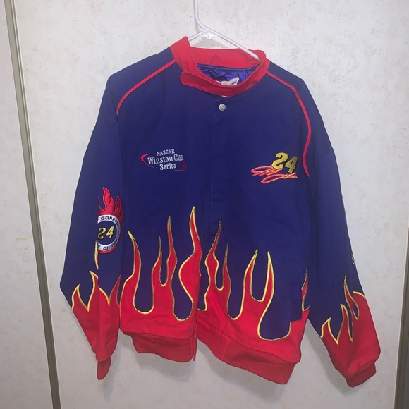 Nascar Other - Vintage NASCAR Racing Jacket Jeff Hamilton Jeff Gordon Flames Large Extra